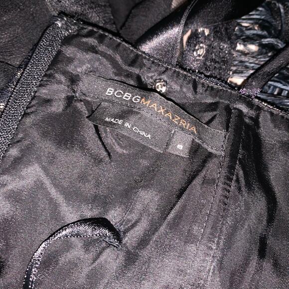 BCBG Maxazria Strapless Feather Fringe Hem Midi Dress Women’s 8 Formal - Picture 13 of 15